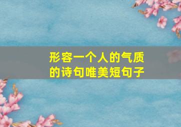 形容一个人的气质的诗句唯美短句子