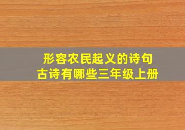 形容农民起义的诗句古诗有哪些三年级上册