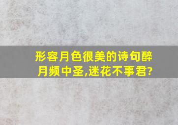 形容月色很美的诗句醉月频中圣,迷花不事君?