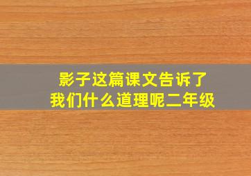 影子这篇课文告诉了我们什么道理呢二年级