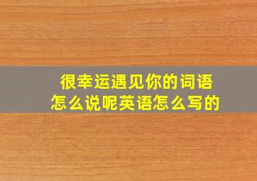 很幸运遇见你的词语怎么说呢英语怎么写的