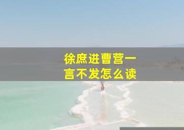 徐庶进曹营一言不发怎么读