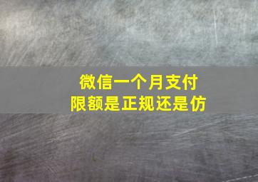 微信一个月支付限额是正规还是仿