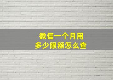 微信一个月用多少限额怎么查