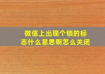 微信上出现个锁的标志什么意思啊怎么关闭