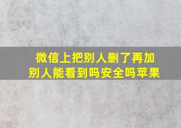 微信上把别人删了再加别人能看到吗安全吗苹果