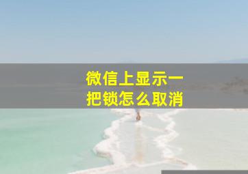 微信上显示一把锁怎么取消