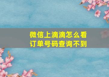 微信上滴滴怎么看订单号码查询不到