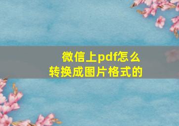 微信上pdf怎么转换成图片格式的