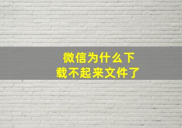 微信为什么下载不起来文件了