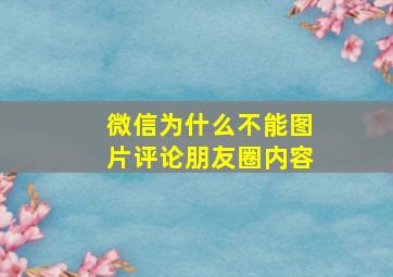 微信为什么不能图片评论朋友圈内容