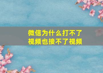 微信为什么打不了视频也接不了视频