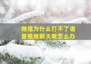 微信为什么打不了语音视频聊天呢怎么办