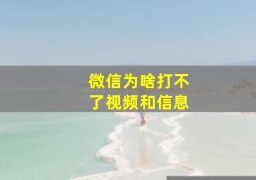 微信为啥打不了视频和信息