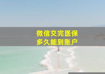 微信交完医保多久能到账户