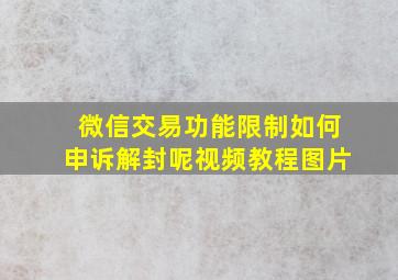 微信交易功能限制如何申诉解封呢视频教程图片