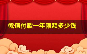 微信付款一年限额多少钱