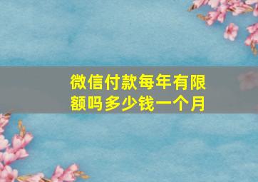 微信付款每年有限额吗多少钱一个月