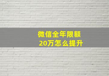 微信全年限额20万怎么提升