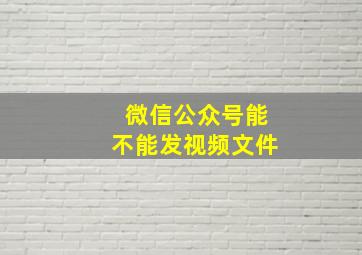 微信公众号能不能发视频文件