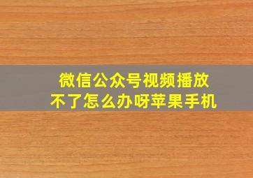 微信公众号视频播放不了怎么办呀苹果手机