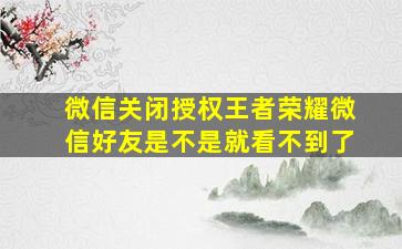 微信关闭授权王者荣耀微信好友是不是就看不到了