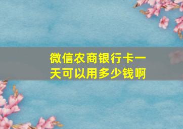 微信农商银行卡一天可以用多少钱啊