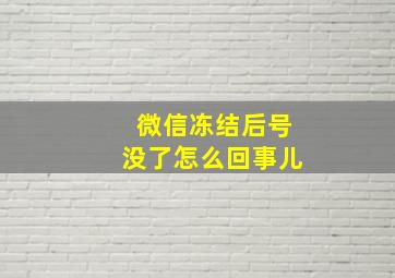 微信冻结后号没了怎么回事儿