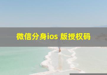 微信分身ios 版授权码