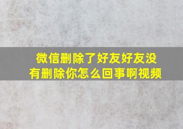 微信删除了好友好友没有删除你怎么回事啊视频