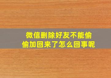 微信删除好友不能偷偷加回来了怎么回事呢