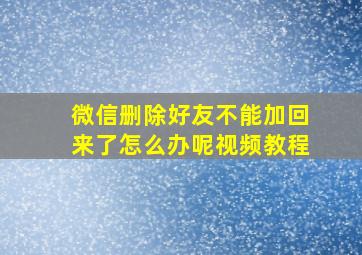 微信删除好友不能加回来了怎么办呢视频教程