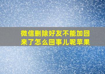 微信删除好友不能加回来了怎么回事儿呢苹果