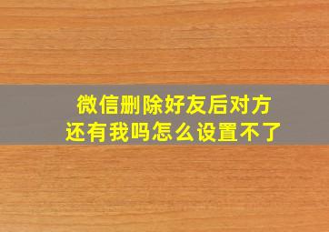 微信删除好友后对方还有我吗怎么设置不了