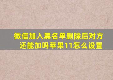 微信加入黑名单删除后对方还能加吗苹果11怎么设置