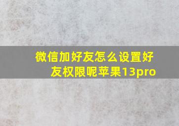 微信加好友怎么设置好友权限呢苹果13pro