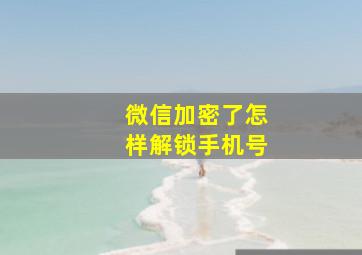 微信加密了怎样解锁手机号