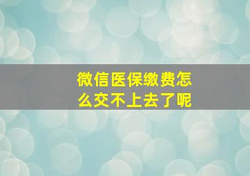 微信医保缴费怎么交不上去了呢