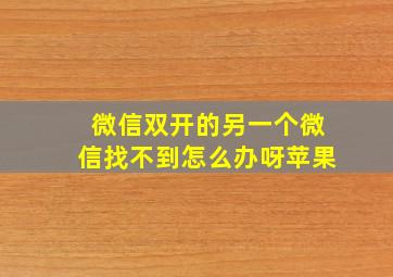 微信双开的另一个微信找不到怎么办呀苹果