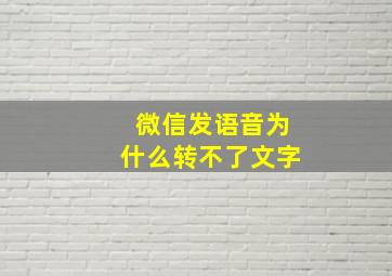 微信发语音为什么转不了文字