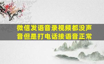 微信发语音录视频都没声音但是打电话接语音正常