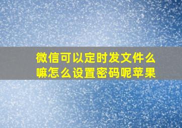 微信可以定时发文件么嘛怎么设置密码呢苹果