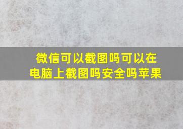 微信可以截图吗可以在电脑上截图吗安全吗苹果