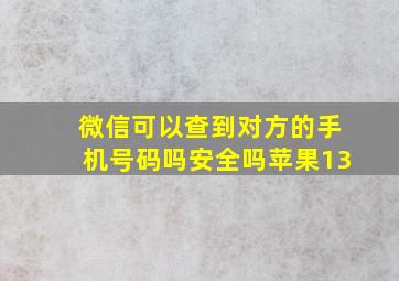 微信可以查到对方的手机号码吗安全吗苹果13