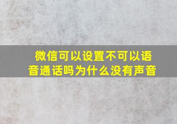 微信可以设置不可以语音通话吗为什么没有声音