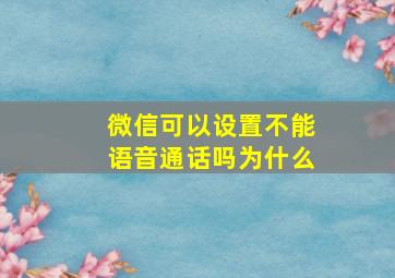 微信可以设置不能语音通话吗为什么