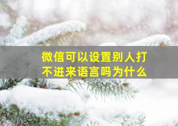 微信可以设置别人打不进来语言吗为什么