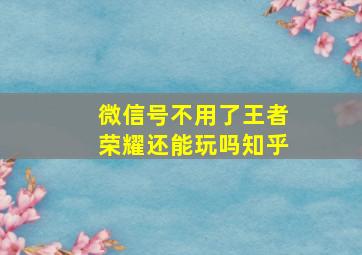 微信号不用了王者荣耀还能玩吗知乎