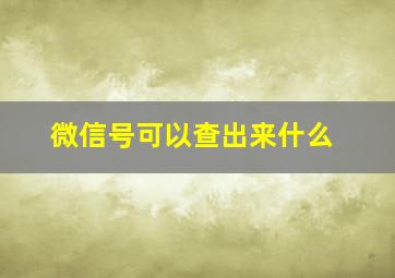 微信号可以查出来什么