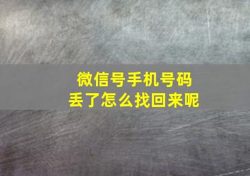 微信号手机号码丢了怎么找回来呢